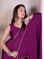 Chiffon Pearl Lace border Saree With Blouse