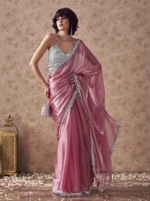 Jimmy Choo Party Wear Saree – Glamorous Chiffon Saree with Blouse