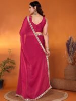 Designer Chinon Chiffon Saree With mirror border