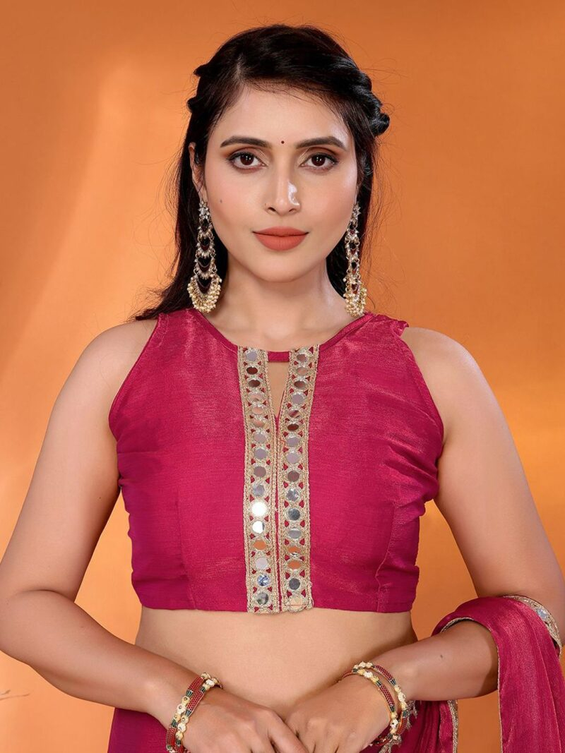 Designer Chinon Chiffon Saree With mirror border