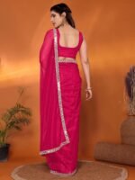 Premium Chinon Chiffon Saree with Heavy Mirror Border
