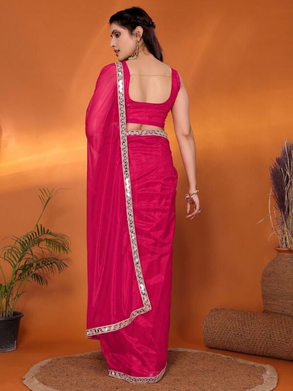 Premium Chinon Chiffon Saree with Heavy Mirror Border