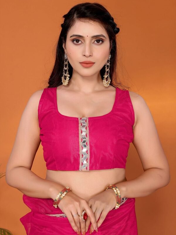 Premium Chinon Chiffon Saree with Heavy Mirror Border