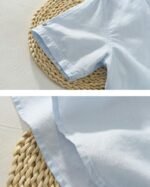 Men's Light Blue Half-Sleeve Cotton Shirt – Mandarin Collar Casual Fit