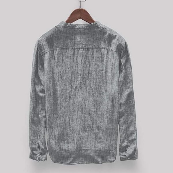 Men's Grey Full-Sleeve Cotton Kurta Shirt – Mandarin Collar