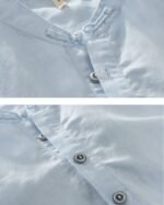 Men's Light Blue Half-Sleeve Cotton Shirt – Mandarin Collar Casual Fit