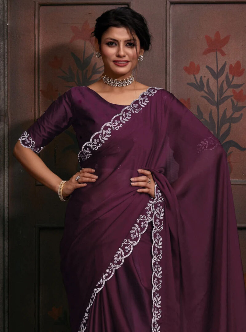 Trending Embellished saree With stone border