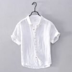 Men's Classic White Short-Sleeve Cotton Shirt – Lightweight & Casual