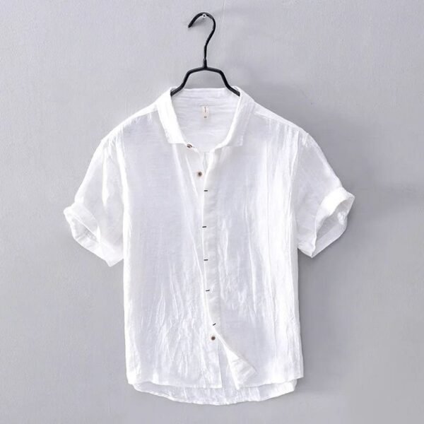 Men's Classic White Short-Sleeve Cotton Shirt – Lightweight & Casual