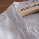 Men's Beige Cotton-Linen Mandarin Collar Shirt – Minimal Rustic Style