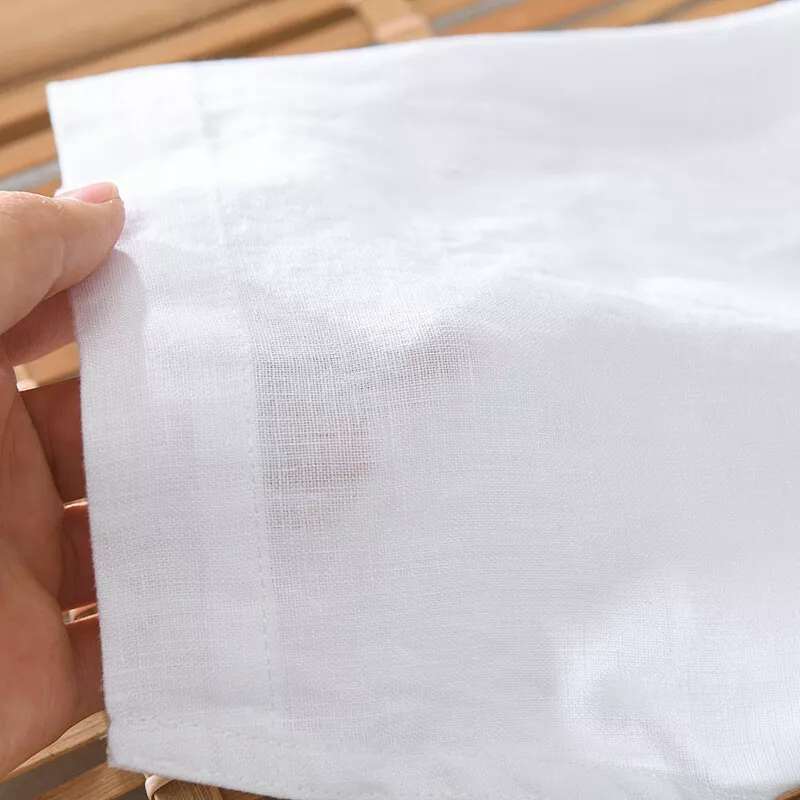 Men's White Cotton Half Sleeve Mandarin Collar Shirt