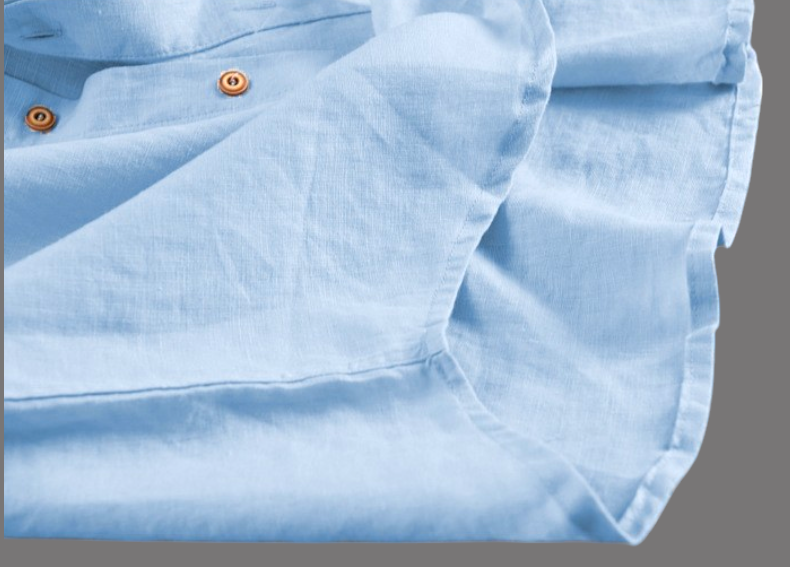 Men's Light Blue Half-Sleeve Mandarin Collar Shirt
